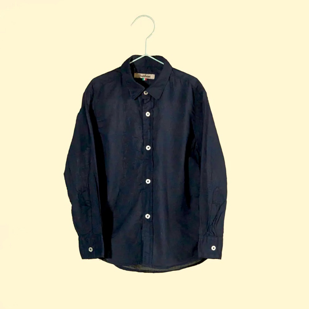 Boys' long-sleeved shirt in navy